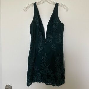 Tobi Emerald Green Lace Mini Dress